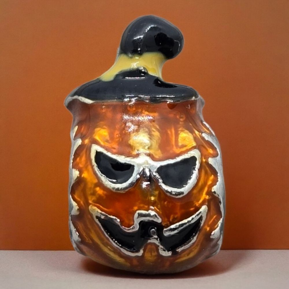 Jack O' Lantern 3D Bracelet Charm Pumpkin Head Halloween Fall Orange Enamel NEW